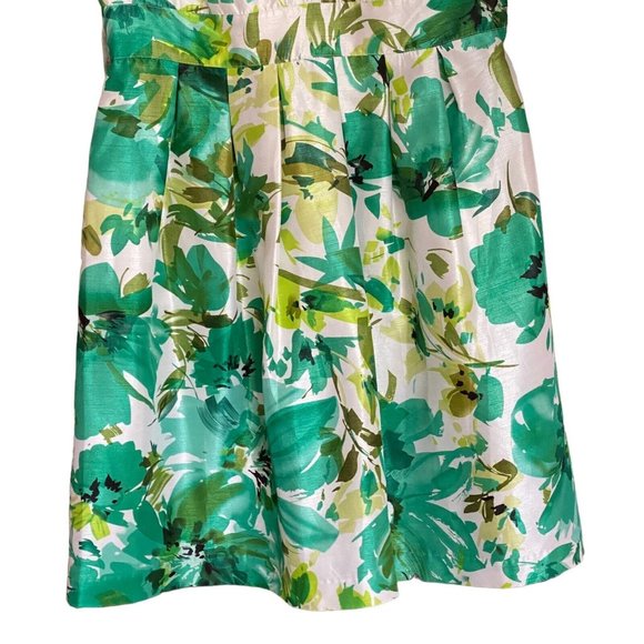 Coldwater Creek Womens 16 Ruffle Neck Floral Summer Shift Dress Green Tropical - Picture 3 of 13